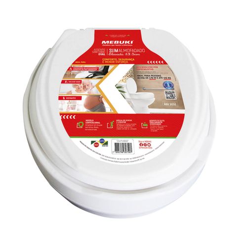 Assento Elevado de Vaso Sanitário Mebuki - Almofadado com Tampa - 13,5cm