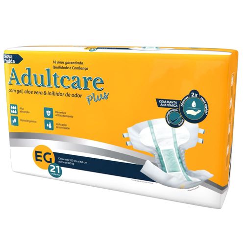 Fralda Geriátrica Adultcare Plus - Tamanho EG - Com 21 fraldas Fralda Geriátrica Adultcare Plus - Tamanho EG - Com 21 fraldas