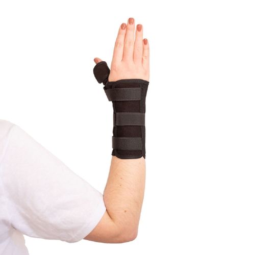 Órtese Curta com Tala para Punho e Polegar Mercur - Preta - Direita - G Órtese Curta com Tala para Punho e Polegar Mercur - Preta - Direita - G