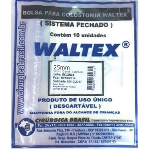 Bolsa de Colostomia Waltex - 25 mm - Com 10 unidades Bolsa de Colostomia Waltex - 25 mm - Com 10 unidades