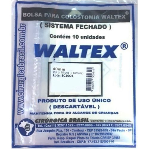 Bolsa de Colostomia Waltex - 40 mm - Com 10 unidades Bolsa de Colostomia Waltex - 40 mm - Com 10 unidades