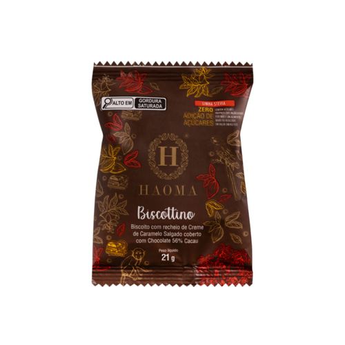 Biscottino 56% Cacau com Creme de Caramelo Salgado Linha Stevia Haoma 21g