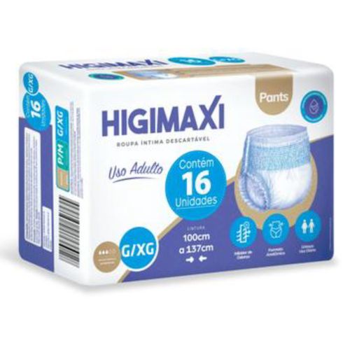 Kit 2 Fraldas Higimaxi Pants G/XG 16 Unidades