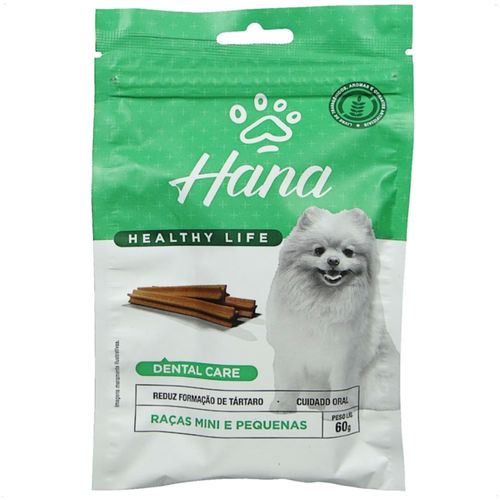 SNACK HANA LIFE DENTAL CARE CÃES ADULTOS RAÇAS MINI E PEQUENAS 60G