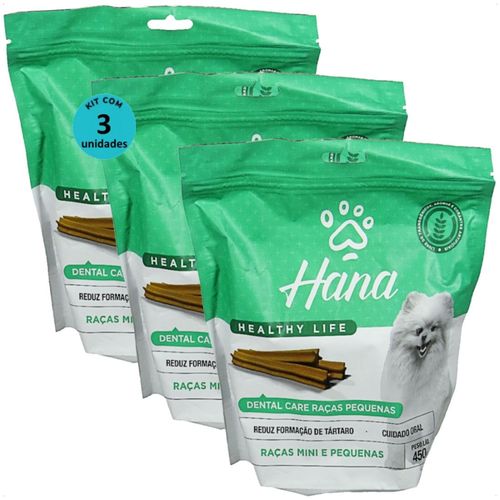 SNACK HANA LIFE DENTAL CARE CÃES ADULTOS RAÇAS MINI E PEQUENAS 450G KIT COM 3 SNACK HANA LIFE DENTAL CARE CÃES ADULTOS RAÇAS MINI E PEQUENAS 450G KIT COM 3