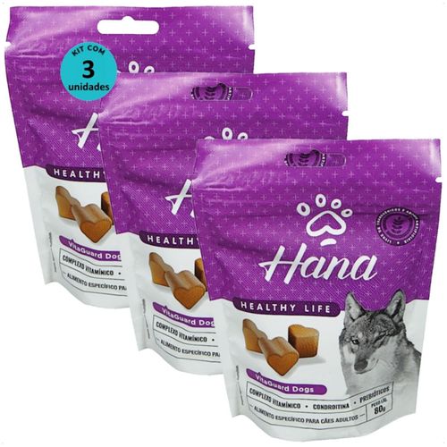 SNACK HANA HEALTHY LIFE VITAGUARD DOGS PARA CÃES ADULTOS 80G KIT COM 3