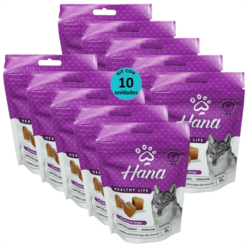 SNACK HANA HEALTHY LIFE VITAGUARD DOGS PARA CÃES ADULTOS 80G KIT COM 10
