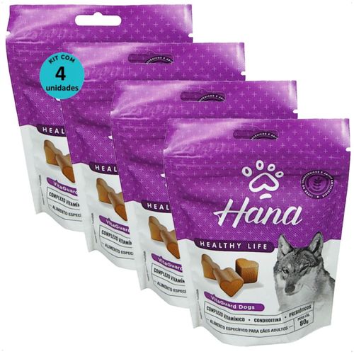 SNACK HANA HEALTHY LIFE VITAGUARD DOGS PARA CÃES ADULTOS 80G KIT COM 4