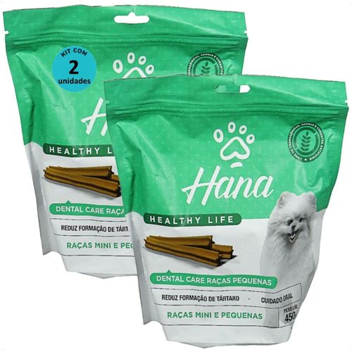 SNACK HANA LIFE DENTAL CARE CÃES ADULTOS RAÇAS MINI E PEQUENAS 450G KIT COM 2