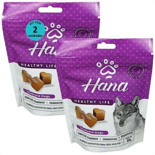 SNACK HANA HEALTHY LIFE VITAGUARD DOGS PARA CÃES ADULTOS 80G KIT COM 2