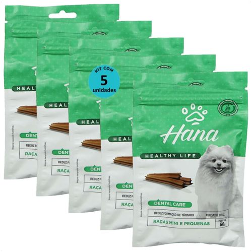 SNACK HANA LIFE DENTAL CARE CÃES ADULTOS RAÇAS MINI E PEQUENAS 60G KIT COM 5 SNACK HANA LIFE DENTAL CARE CÃES ADULTOS RAÇAS MINI E PEQUENAS 60G KIT COM 5
