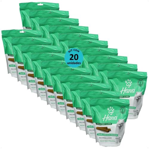 SNACK HANA LIFE DENTAL CARE CÃES ADULTOS RAÇAS MINI E PEQUENAS 450G KIT COM 20