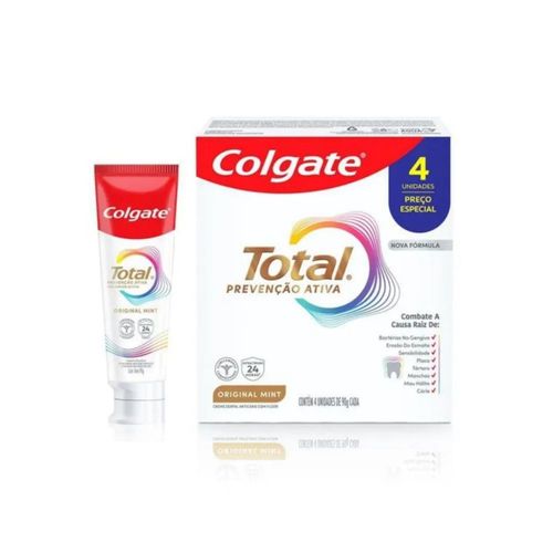 Kit Creme Dental Colgate Total Prevenção Ativa Original Mint 4 Unidades 90g Cada Kit Creme Dental Colgate Total Prevenção Ativa Original Mint 4 Unidades 90g Cada