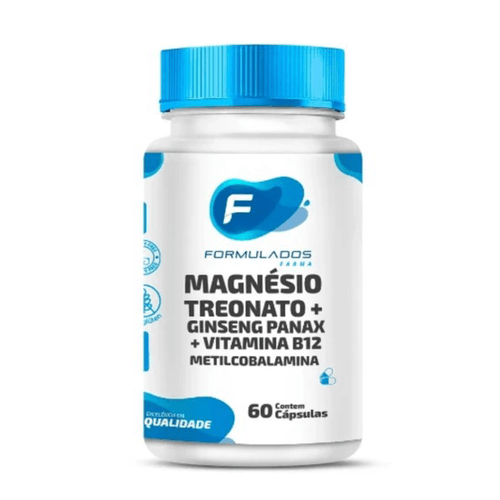 Magnésio L-Treonato 200mg + Ginseng Panax 100mg + Vitamina B12 Metilcobalamina 1000mcg 60 Cápsulas Magnésio L-Treonato 200mg + Ginseng Panax 100mg + Vitamina B12 Metilcobalamina 1000mcg 60 Cápsulas