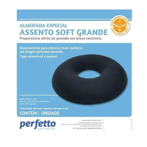 Almofada com Orificio Assento Soft Grande Perfetto Preto Almofada Assento Soft Grande Perfetto Preto
