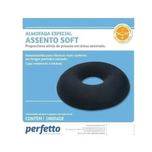Almofada com Orificio Assento Soft Perfetto Preto Almofada Assento Soft Perfetto Preto