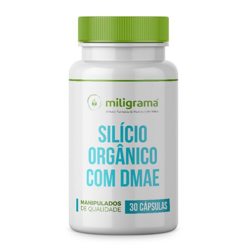 Silicio Orgânico 100mg com DMAE 100mg com Selo de Autenticidade 30 Cápsulas Silicio Orgânico com DMAE 30 Cápsulas Sem Sabor/Aroma 30 Cápsulas Branca/Transparente