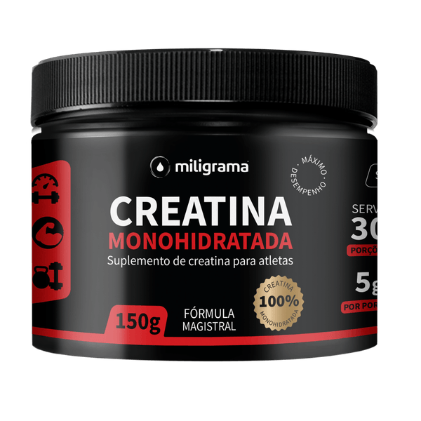 Creatina Monohidratada 100% Pura 150g Sem Sabor/Aroma 30 cápsulas