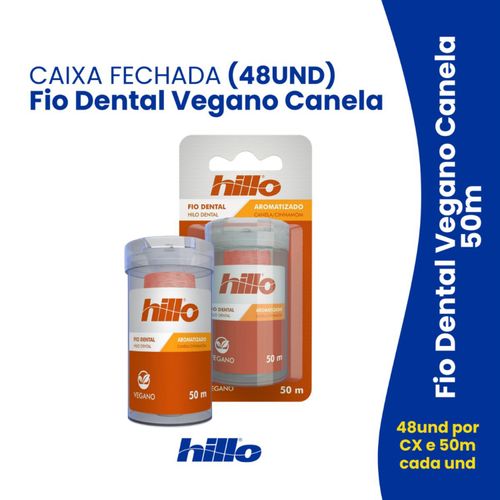 Caixa Fechada 48 Unidades - Fios Dentais Canela Vegano 50 Metros Hillo Caixa Fechada 48 Unidades - Fios Dentais Canela Vegano 50 Metros Hillo