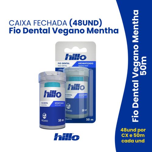 Caixa Fechada 48 Unidades - Fios Dentais Menta Vegano 50 Metros Hillo Caixa Fechada 48 Unidades - Fios Dentais Menta Vegano 50 Metros Hillo