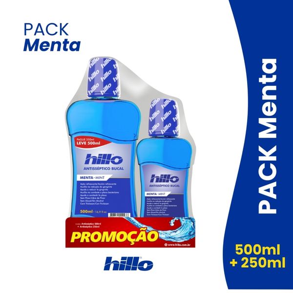 Kit Enxaguante Bucal Hillo Sabor Menta 500ml + 250ml 04un
