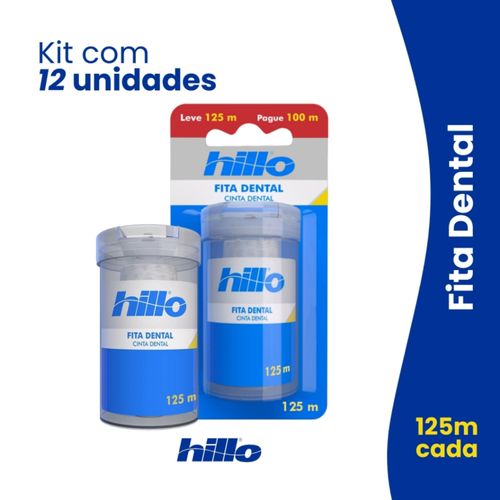 Kit 12 Fita Dental 125m Hillo Econômico TK Kit 12 Fita Dental 125m Hillo Econômico TK
