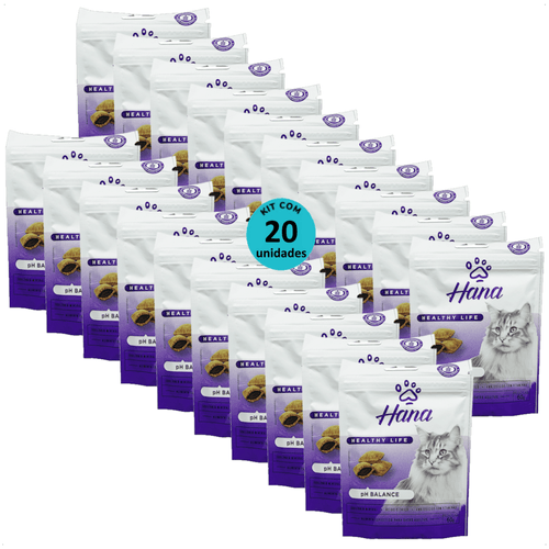 SNACK HANA HEALTHY LIFE PH BALANCE PARA GATOS ADULTOS 60G KIT COM 20