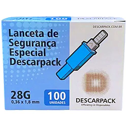 Lanceta de Segurança Especial Descarpack 28G - 100 unidades Lanceta de Segurança Especial Descarpack 28G - 100 unidades