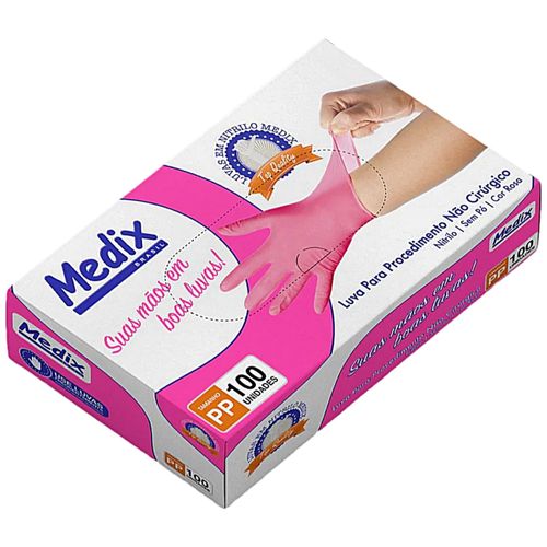 Luva Nitrílica Medix Rosa Tam PP 100 unidades Luva Nitrílica Medix Rosa Tam PP 100 unidades