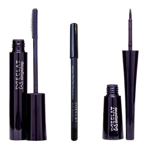 KIT Rímel + Lápis + Delineador Eclat Hipoalergênico Alergoshop