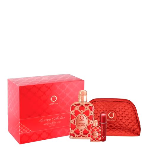 Kit Orientica Amber Rouge Unissex - EDP 80ml + 7,5ml + Atomizer + Necessaire Kit Kit Orientica Amber Rouge Unissex - EDP 80ml + 7,5ml + Atomizer + Necessaire Kit