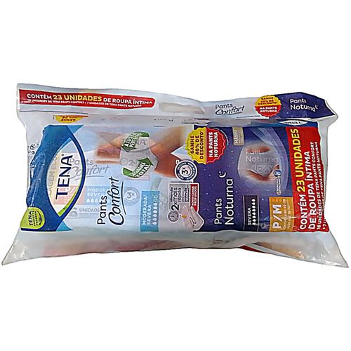 Kit Promo Tena Pants Confort e Noturna P/M - 23 Unidades Kit Promo Tena Pants Confort e Noturna P/M - 23 Unidades