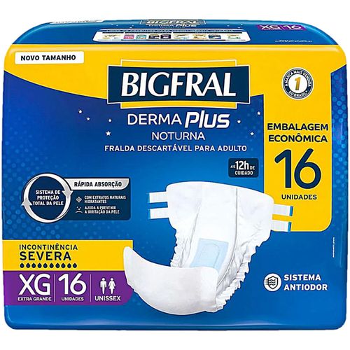 Fralda Geriátrica Derma Plus Noturna BigFral XG 16 unidades Fralda Geriátrica Derma Plus Noturna BigFral XG 16 unidades