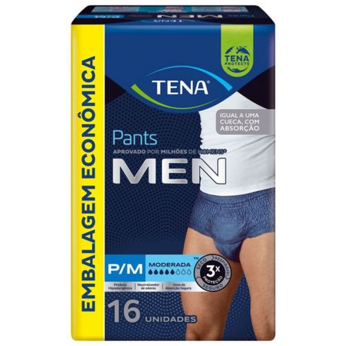 Roupa Íntima Descartável Masculina Tena Pants Men P/M - Com 16 Unidades Roupa Íntima Descartável Masculina Tena Pants Men P/M - Com 16 Unidades
