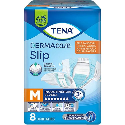 Fralda Geriátrica Tena Dermacare Slip - Tamanho M - Com 08 unidades Fralda Geriátrica Tena Dermacare Slip - Tamanho M - Com 08 unidades