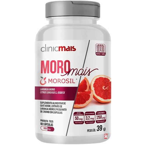 MORO MAIS MOROSIL LARANJA MORO + CAFÉ VERDE + PICOLINATO DE CROMO 60 CAPSULAS - CLINICMAIS MORO MAIS MOROSIL LARANJA MORO + CAFÉ VERDE + PICOLINATO DE CROMO 60 CAPSULAS - CLINICMAIS