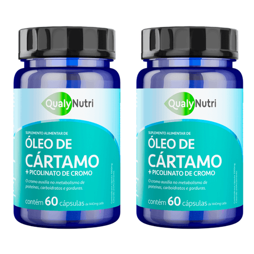 Kit C/2 Óleo de Cártamo + Picolinato de Cromo C/60 Cápsulas - Qualy Nutri Kit C/2 Óleo de Cartamo + Picolinato Cromo C/60 Cápsulas - Qauly Nutri