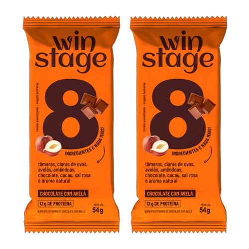 Kit 2X: Barra de Proteína Chocolate com Avelã Sem Açúcar WinStage 54g Kit 2X: Barra de Proteína Chocolate com Avelã Sem Açúcar WinStage 54g