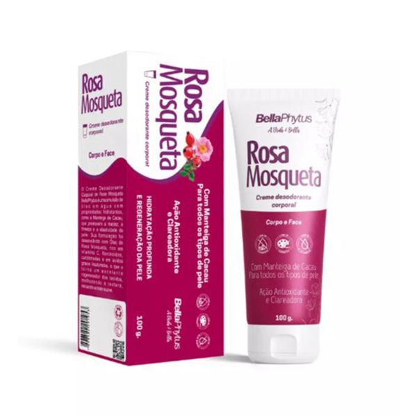 Rosa Mosqueta Creme Desodorante Corporal Bellaphytus 100ml