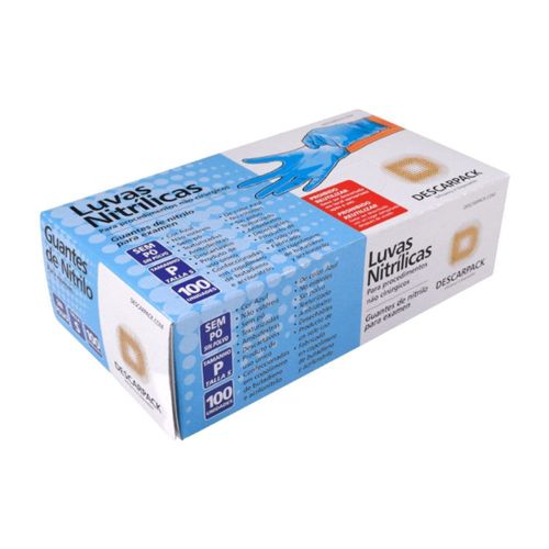 Luva Nitrílica Descartável Descarpack - Azul - Tamanho P - 100 Unidades Luva Nitrílica Descartável Descarpack - Azul - Tamanho P - 100 Unidades