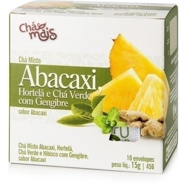 Chá Abacaxi, Hortelã, Chá Verde e Gengibre 10 Sachês Chá Mais