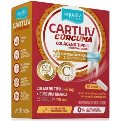 Suplemento Alimentar Cartliv Cúrcuma - Colágeno Tipo II - 30cps