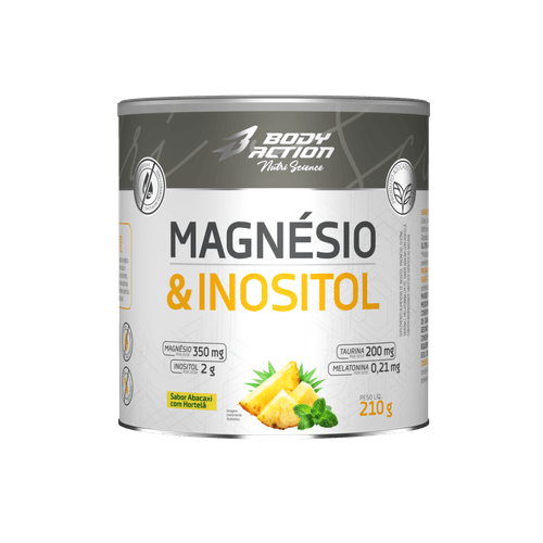 Magnésio E Inositol Taurina Melatonina 210g Bodyaction - Abacaxi c/Hortelã