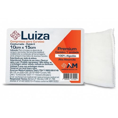 Compressa Curativo Cirúrgico Estéril Luiza 10x15cm - unidade Compressa Curativo Cirúrgico Estéril Luiza 10x15cm - unidade