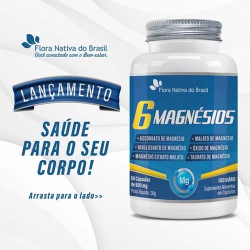 6 Magnésios 60 cápsulas - Flora Nativa 6 Magnésios 60 cápsulas - Flora Nativa