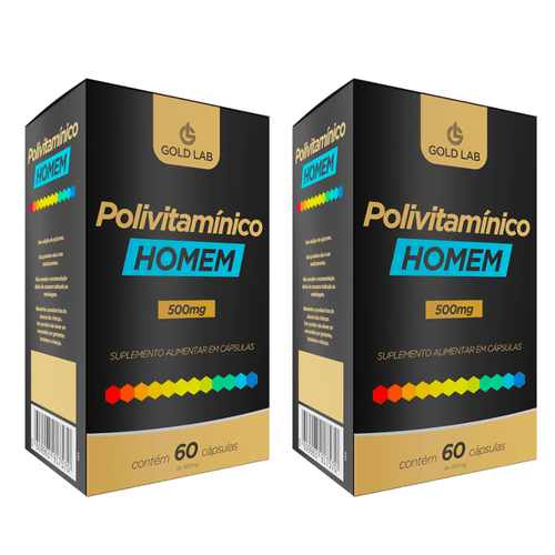 Kit C/2 Polivitamínico Homem C/60 Cápsulas - Gold Lab Kit C/2 Polivitamínico Homem C/60 Cápsulas - Gold Lab