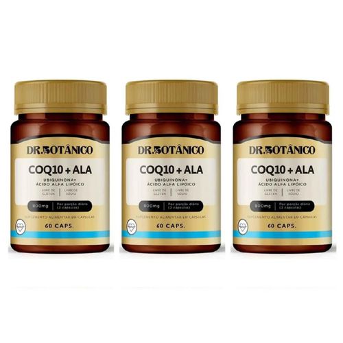 KIT 3 COQ10 + ALA (UBIQUINONA + ACIDO ALFA LIPOICO) 800MG 60CAPS DR. BOTANICO KIT 3 COQ10 + ALA (UBIQUINONA + ACIDO ALFA LIPOICO) 800MG 60CAPS DR. BOTANICO