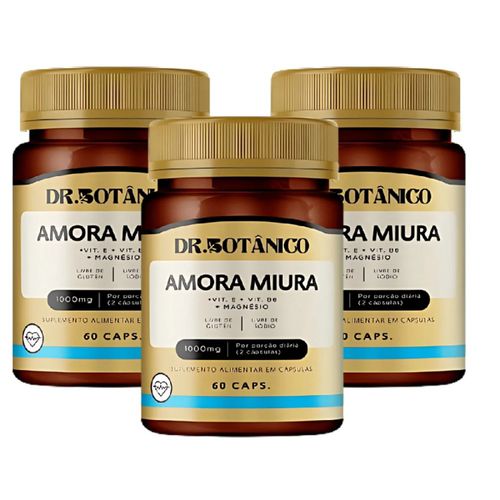 KIT 03 AMORA MIURA + VIT. C + VIT. B6 + MAGNESIO 1000MG 60CAPS DR. BOTANICO KIT 03 AMORA MIURA + VIT. C + VIT. B6 + MAGNESIO 1000MG 60CAPS DR. BOTANICO