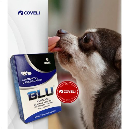 BLU COM 4 COMPRIMIDOS VERMÍFUGO PARA CÃES E GATOS COVELI
