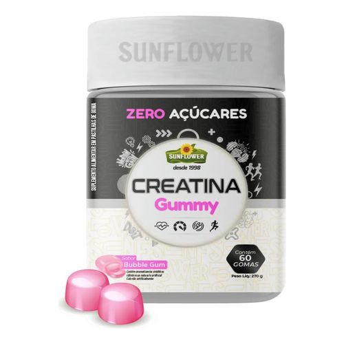 Creatina Monohidratada Gummy Gomas Sunflower 60 Unidades Sabor Bubblegum